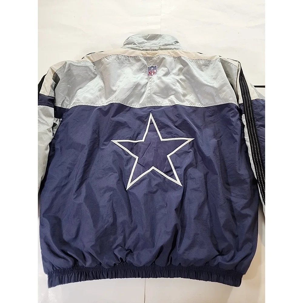 VTG Starter Pro Line Dallas Cowboys Jacket Puffy Mens LG Reflective Full Zip NFL